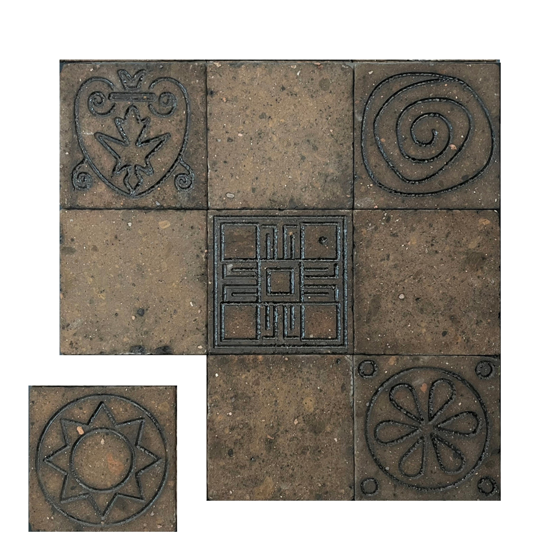 Antik Lav Taşı Tuğla Desenli Kahverengi 15x15